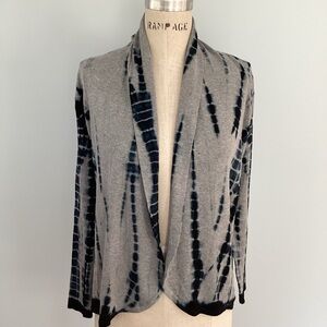 Women’s Navy/Gray Open Front Shawl Collar Tie Dye Sweater Size Medium